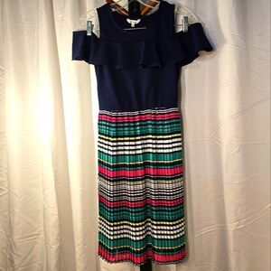 Navy‎ and Multicolor Off-Shoulder Dress